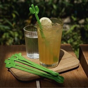 6 pc Novelty Cocktail Stirring Spoons Cactus Shaped